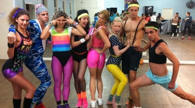 1980s fitness party indoor
