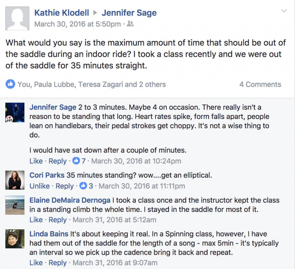 How Long Should You Stand Out of the Saddle? Indoor Cycling Association